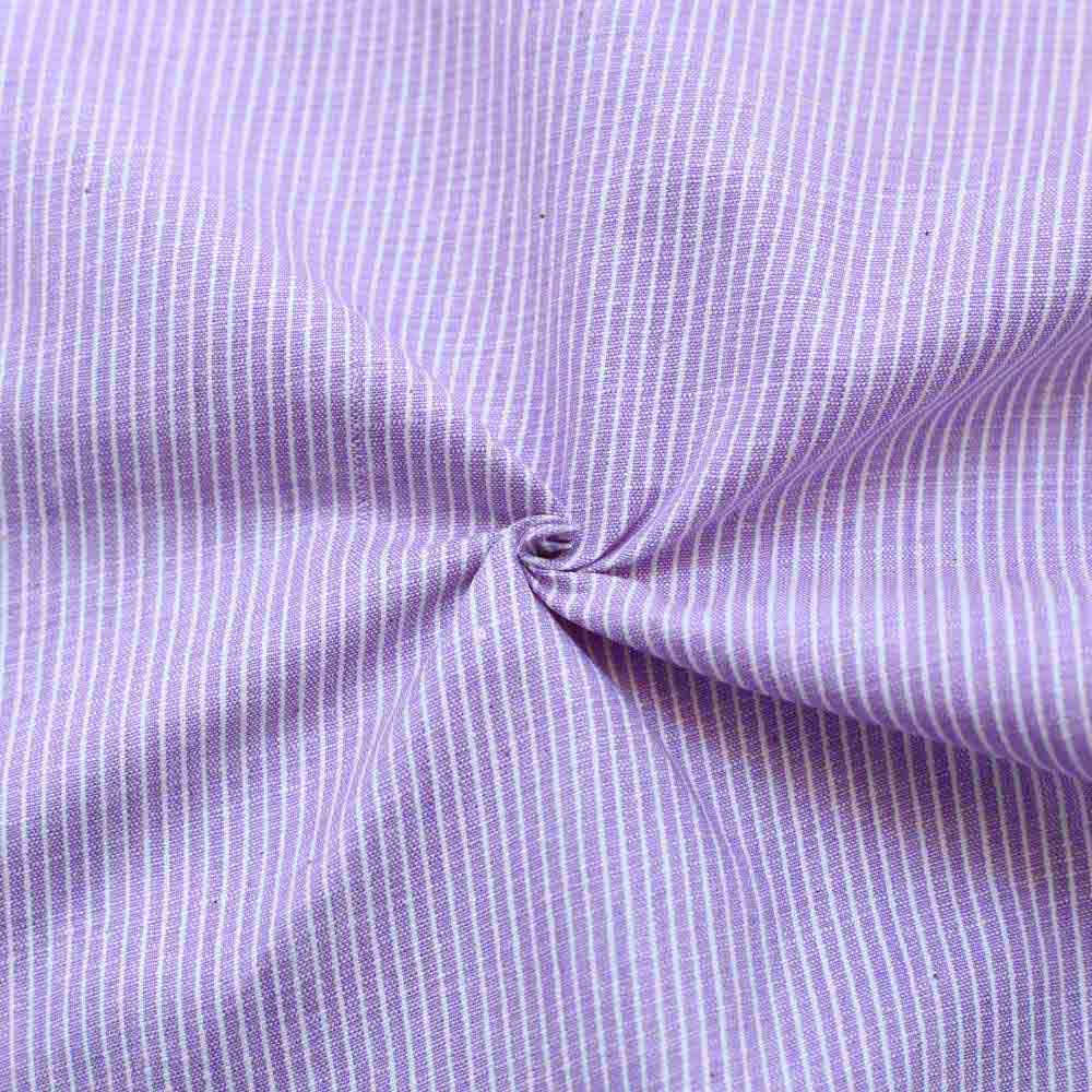 Stripe Lilac Khadi Cotton 128 GSM Handwoven Fabric