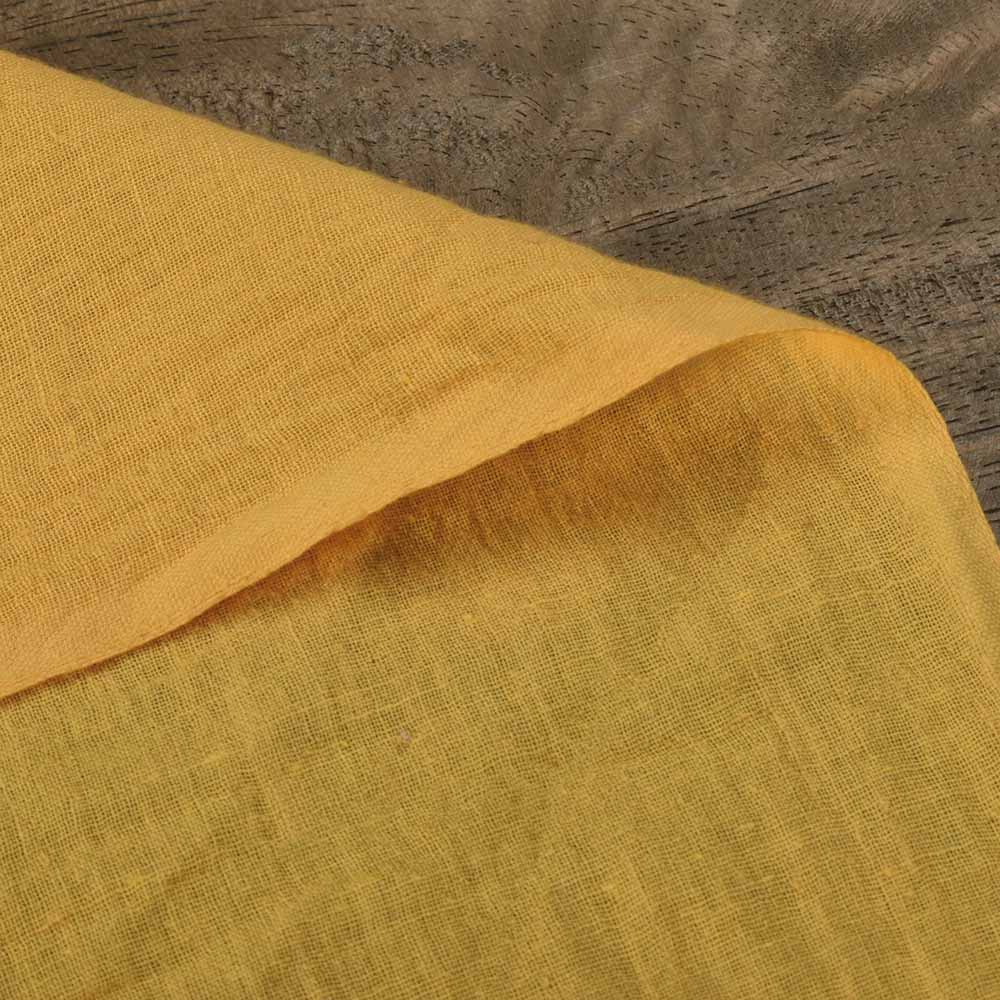 Plain Yellow Khadi Cotton 65 GSM Handwoven Fabric