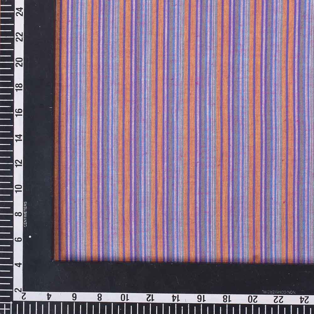 Stripe multicolour pure cotton 72 gsm handwoven fabric