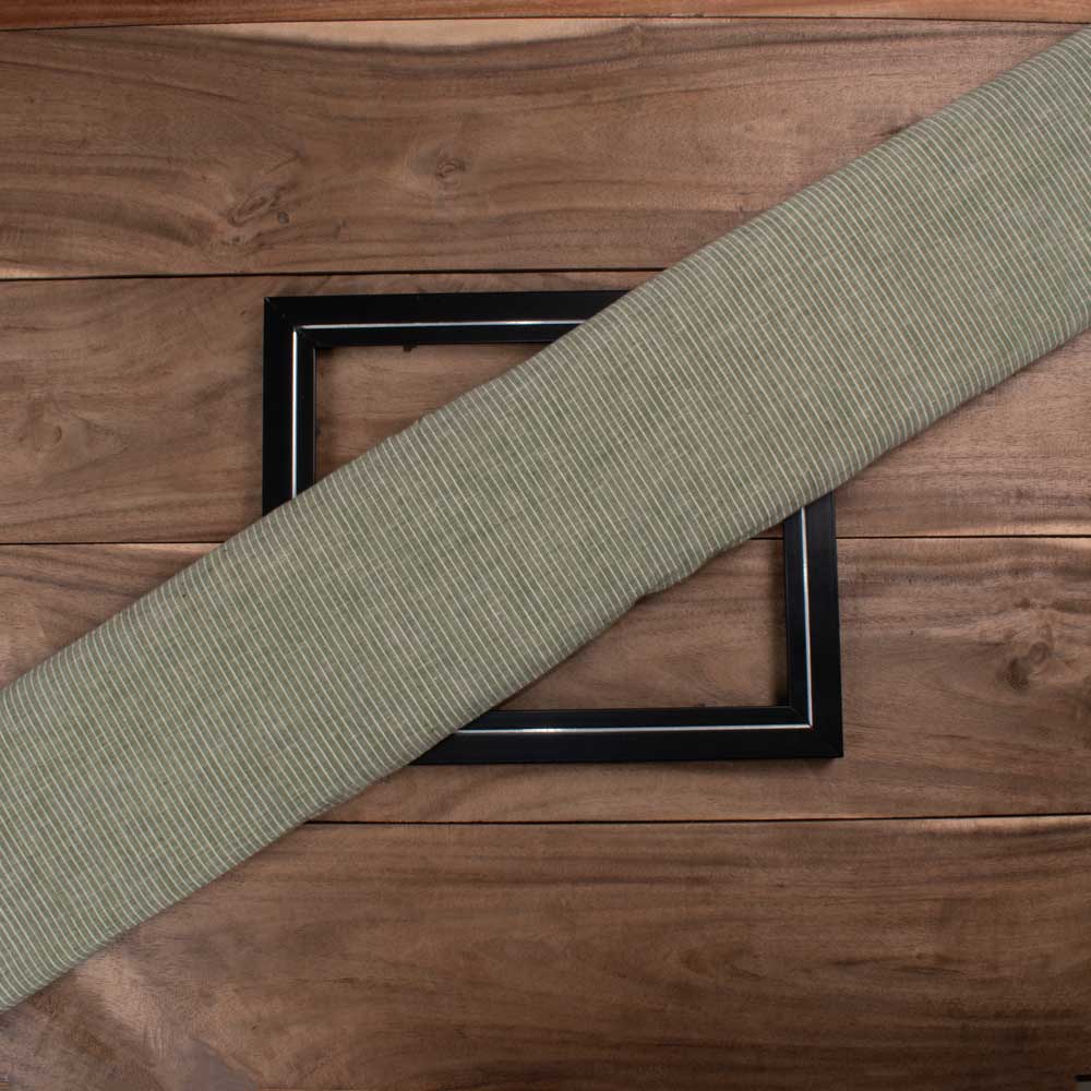 Stripe Olive Pure Cotton 65 gsm Handwoven Fabric