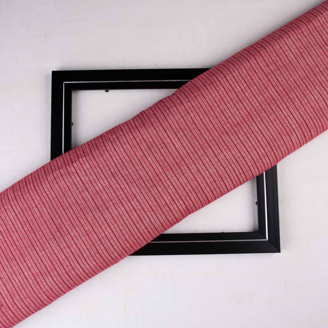 Pinstripe Red Pure Cotton 63 GSM Handwoven Fabric