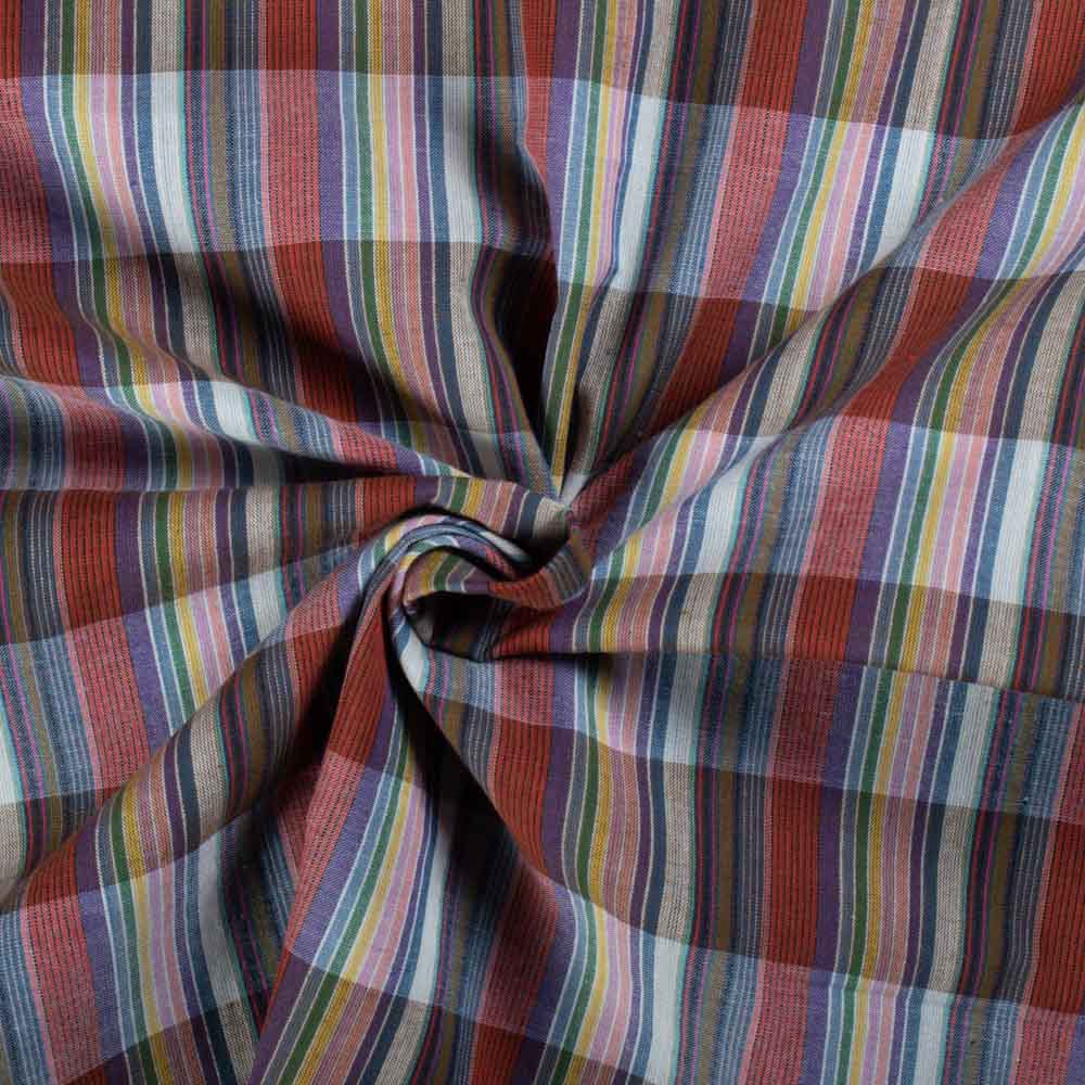 Multicolor Check Pure Cotton 80 GSM Handwoven Fabric 771