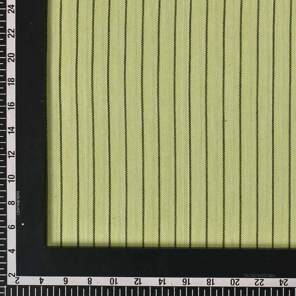 STRIPE TWILL LEMON GREEN PURE COTTON 100 GSM HANDWOVEN FABRIC