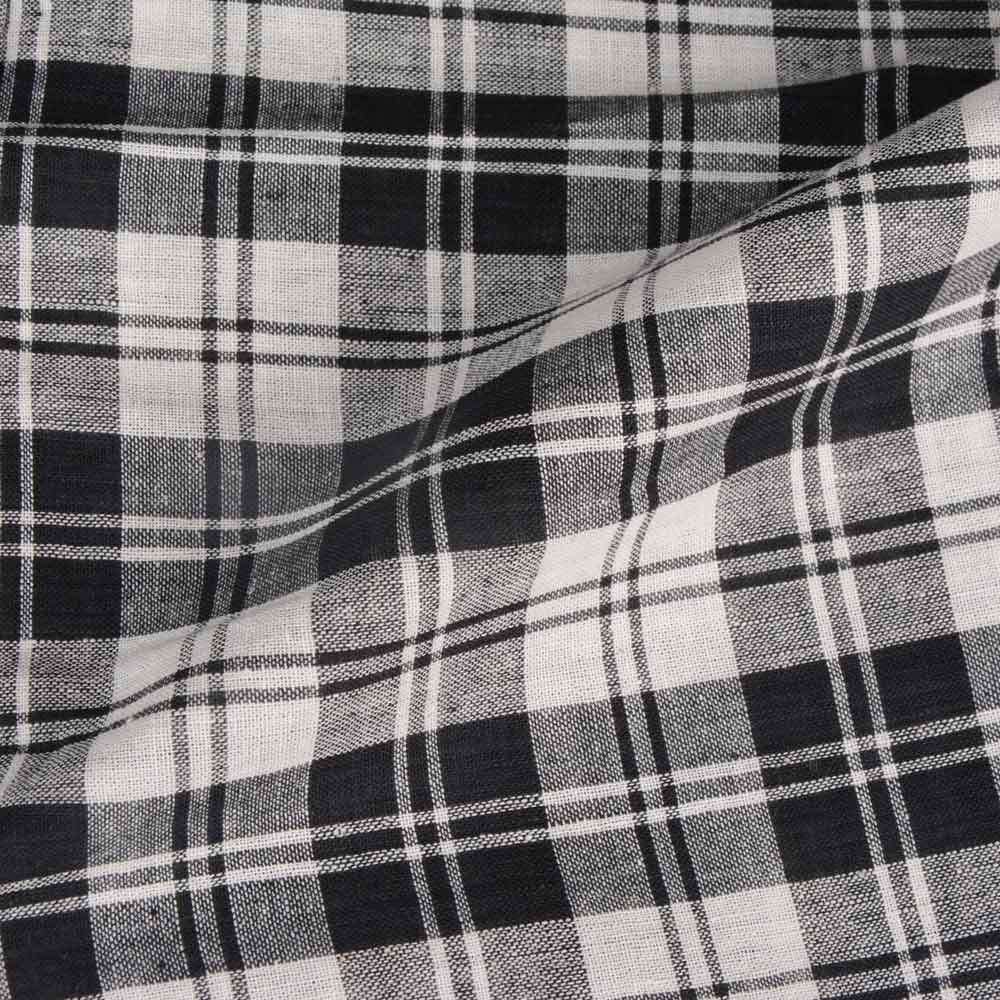 CHECK BLACK & WHITE PURE COTTON 105 GSM HANDWOVEN FABRIC 80