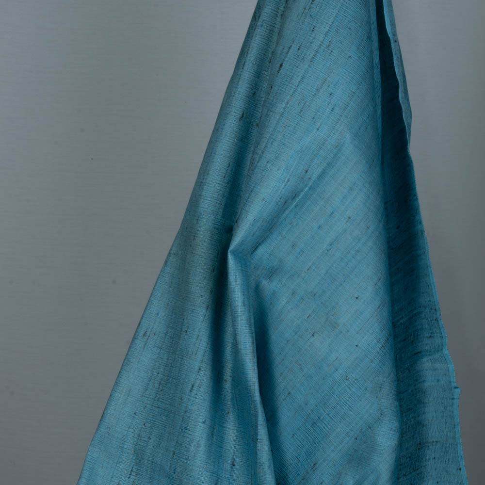 Plain Blue Natural Ketya Silk Cotton Blend 150 GSM Handwoven Fabric