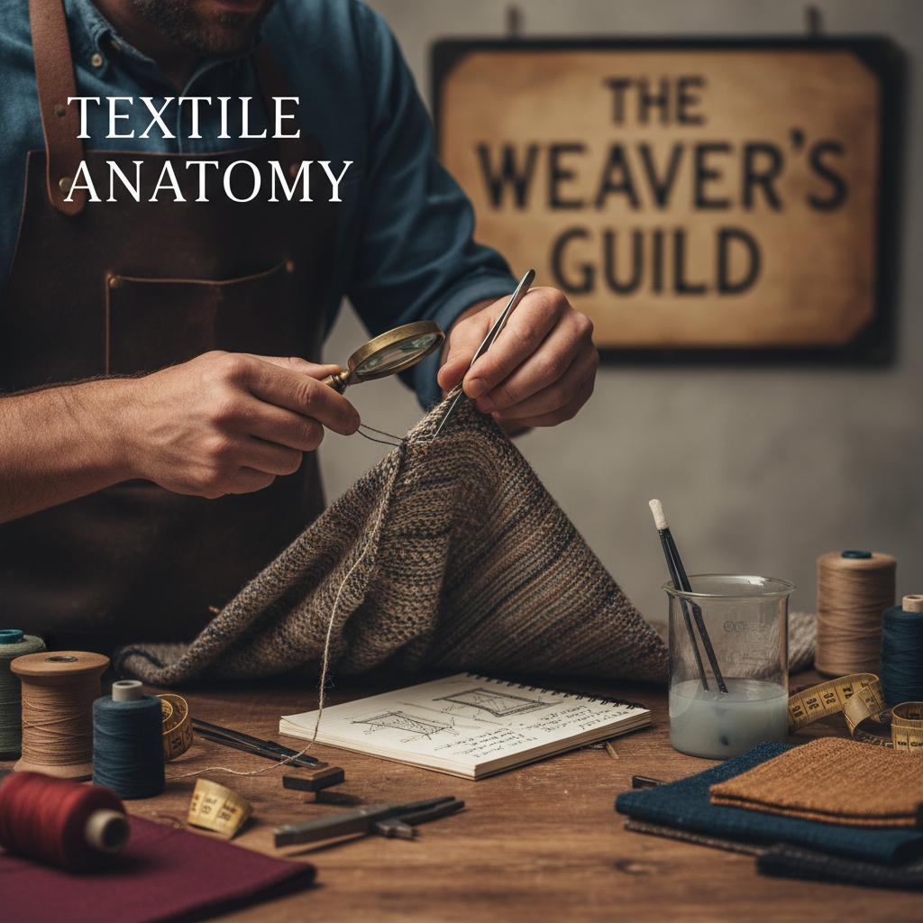 Close up of eri silk yarn and handwoven fabric showing yarn count and weave structure for textile sourcing