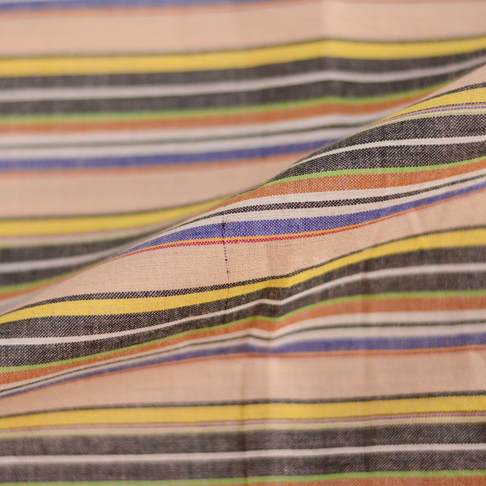 Stripe Peach Multicolour Pure Cotton 95 GSM Handwoven Fabric