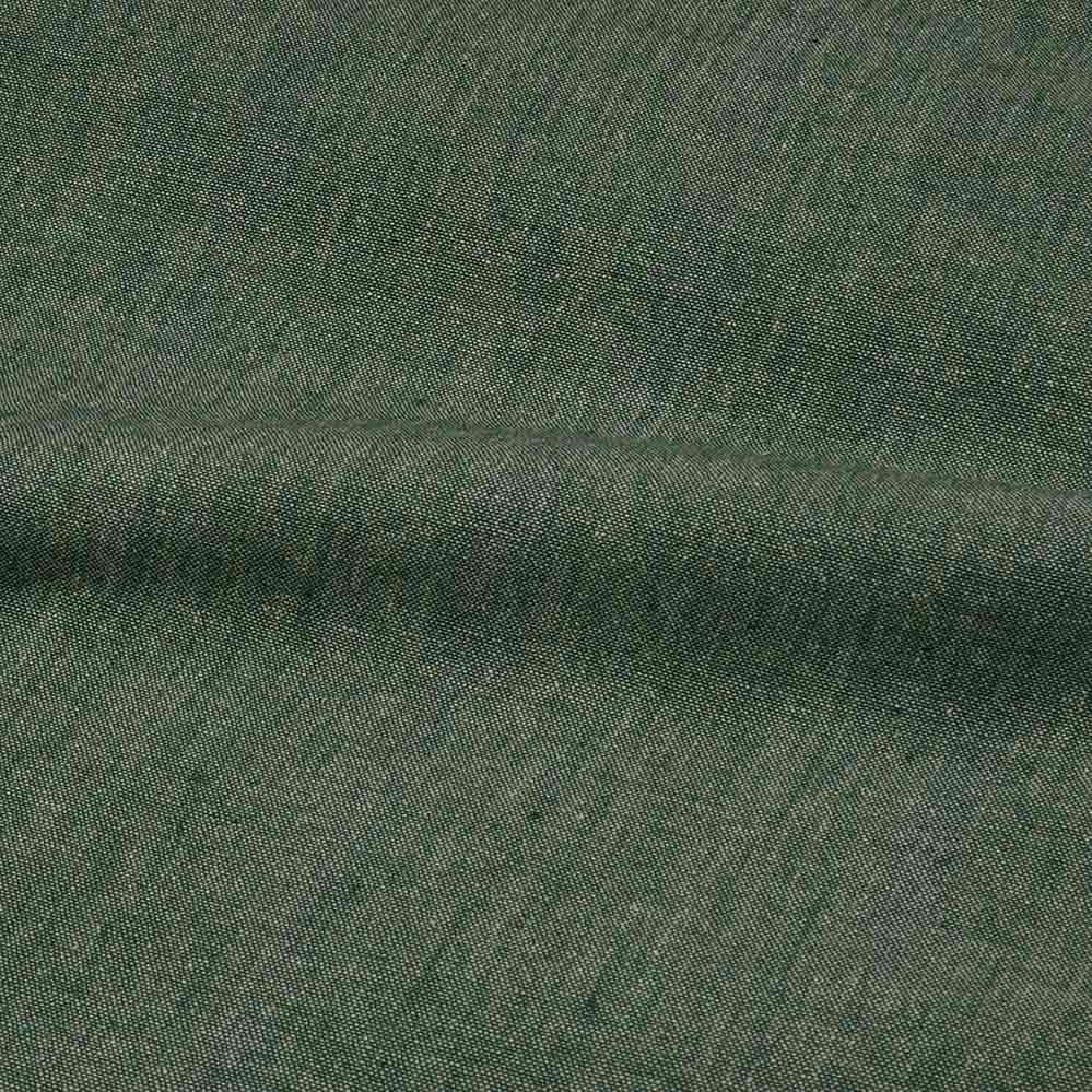CHAMBRAY GREEN KHADI COTTON 115 GSM HANDWOVEN FABRIC N13