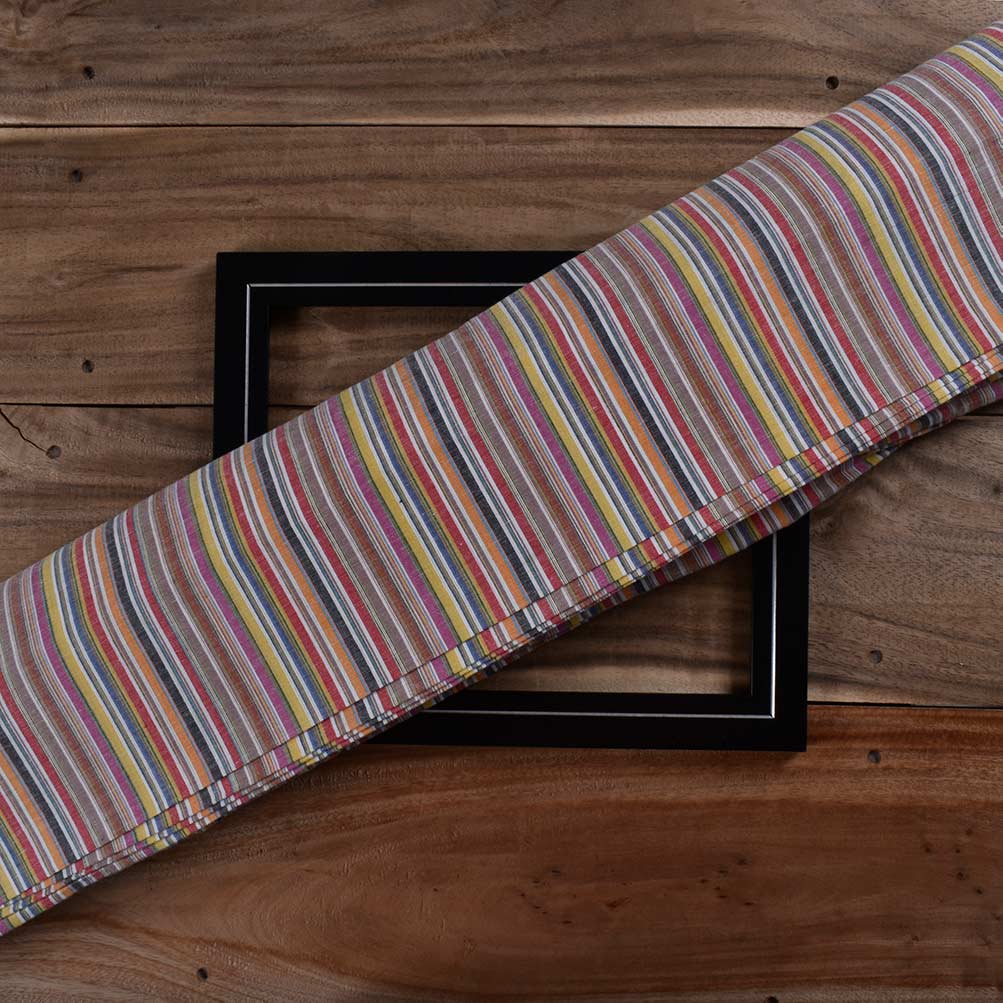 Stripe Multicolor Pure Cotton 85 GSM Handwoven Fabric 230