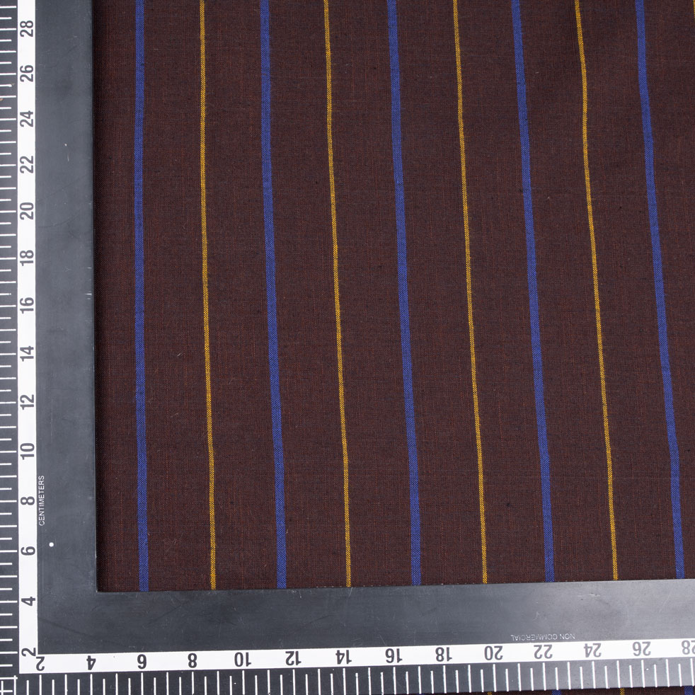 PINSTRIPE BROWN PURE COTTON 101 GSM HANDWOVEN FABRIC