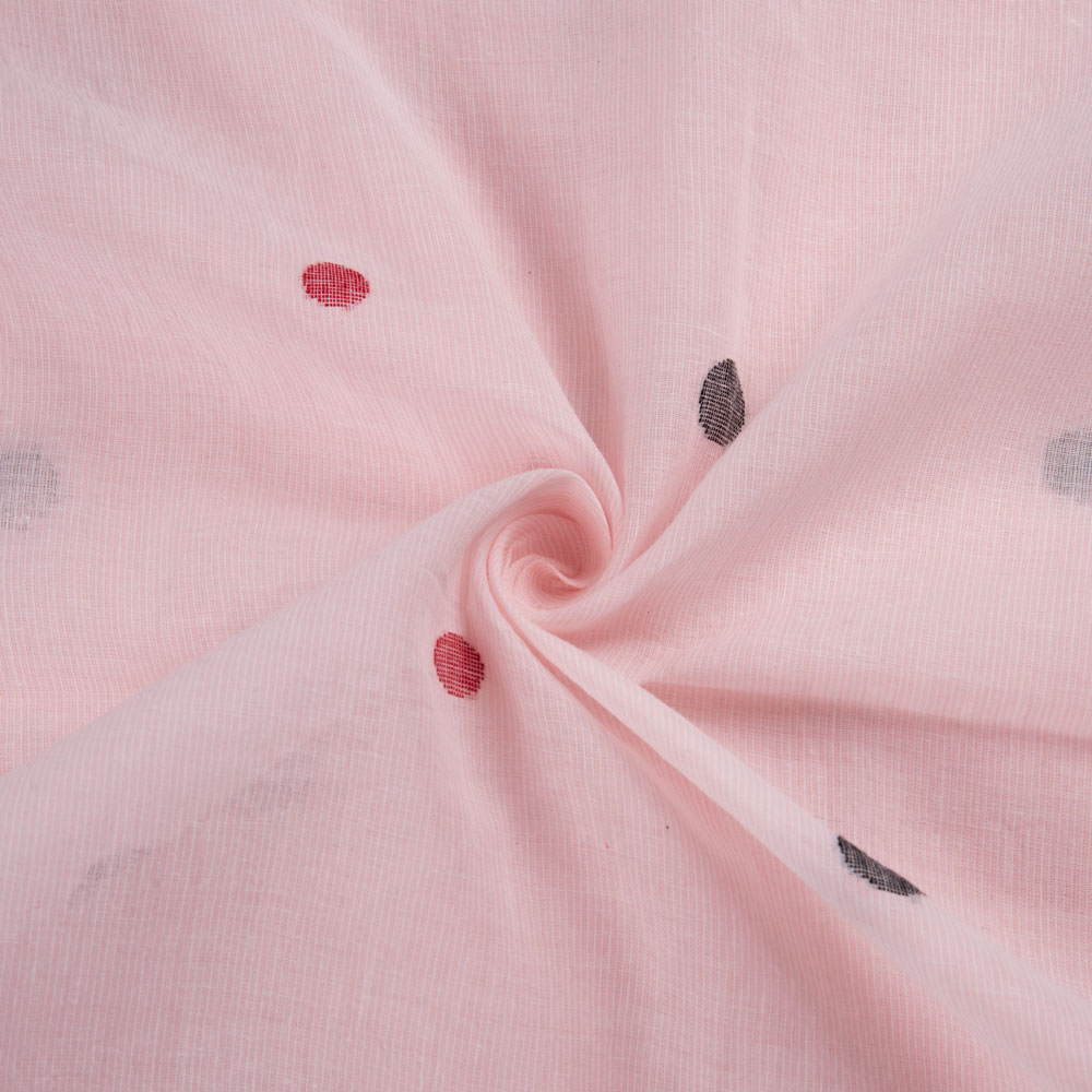 Geometric Light Pink Jamdani Pure Cotton 55 GSM Handwoven Fabric