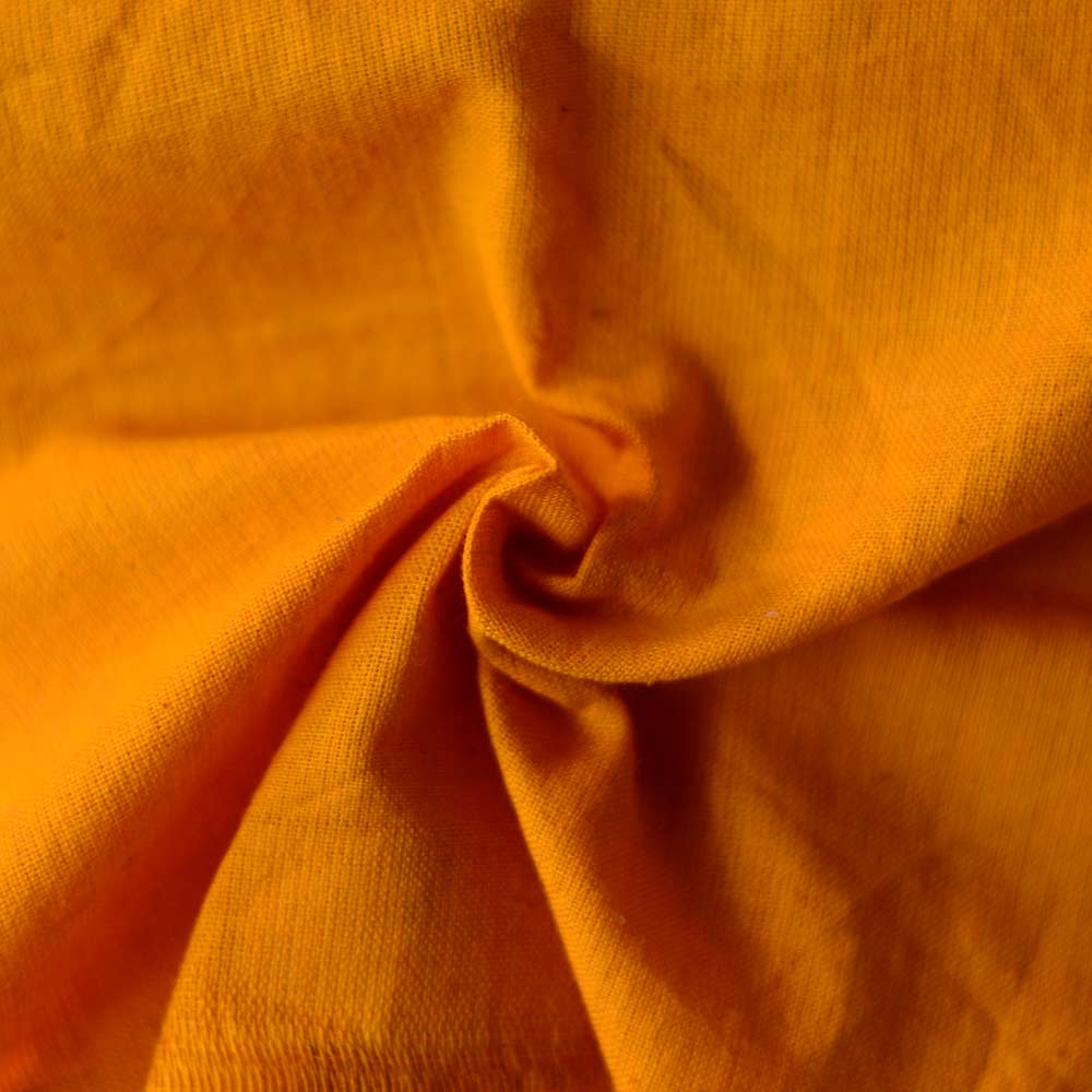 Chambray Dark Yellow Khadi Cotton 105 GSM Handwoven Fabric
