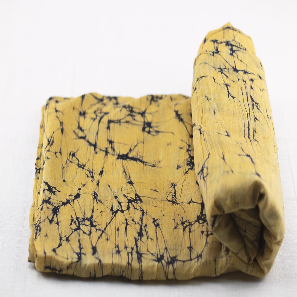 ABSTRACT YELLOW BATIK COTTON MULBERRY SILK BLEND 40 GSM FABRIC