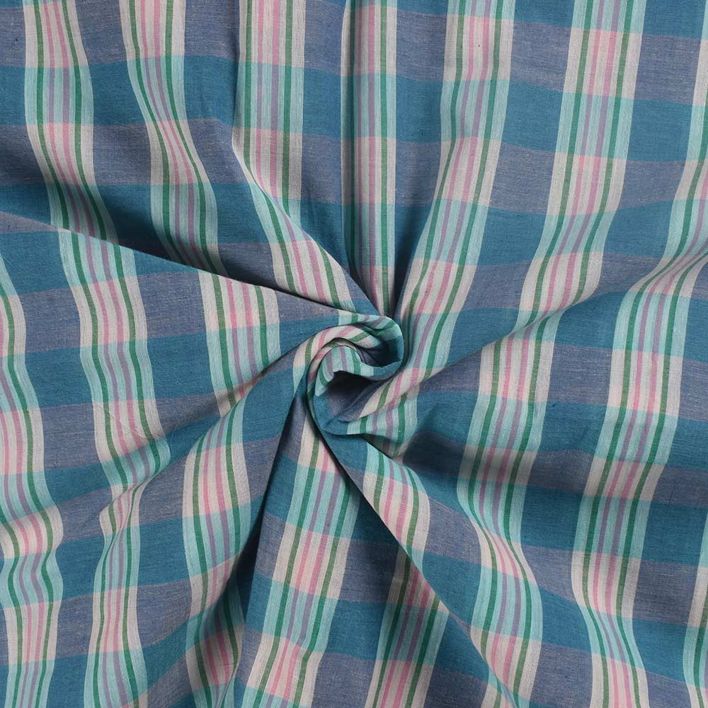 Check Multicolor Pure Cotton 58 GSM Handwoven Fabric