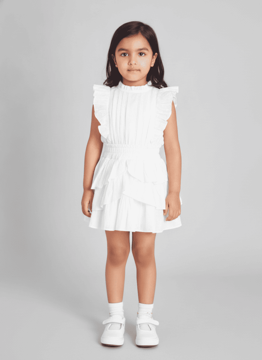 Pleated & Gathered Kid's Dress