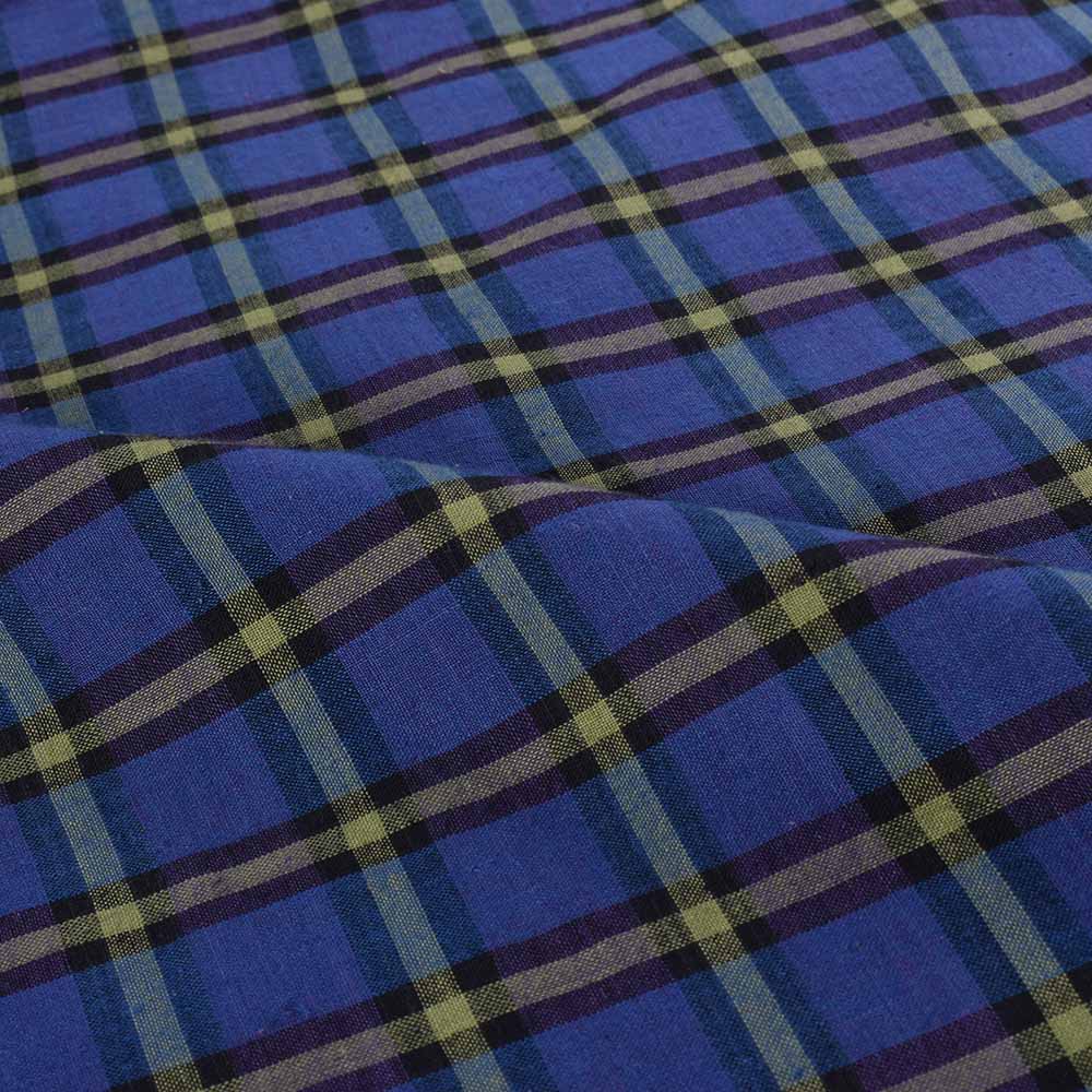 CHECK BLUE GREEN PURE COTTON 90 GSM HANDWOVEN FABRIC 502