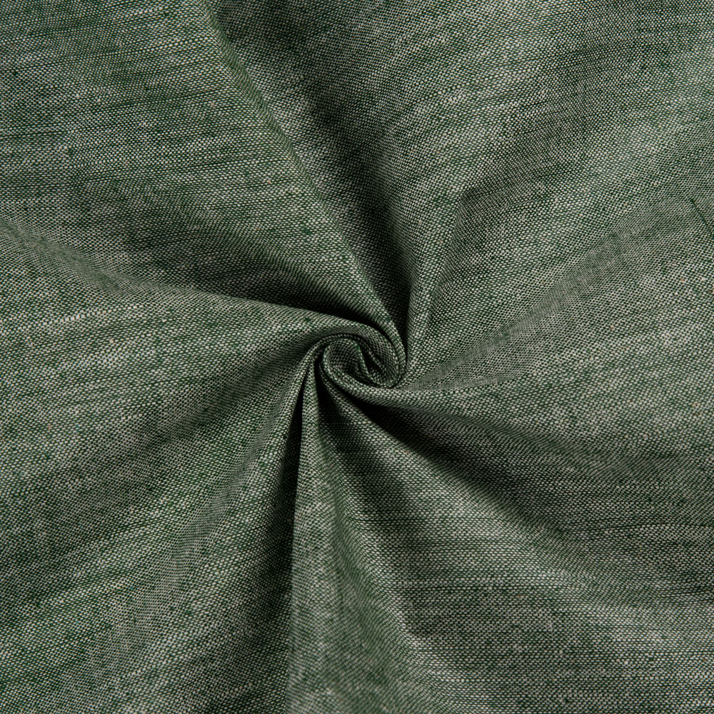 Cross Colour Green Khadi 122 GSM Fabric - Handspun & Handwoven