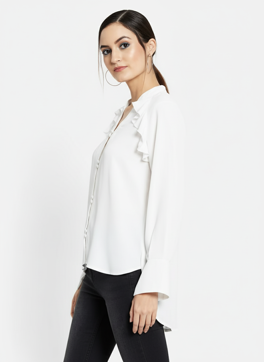 Ruffled Long Sleeves Raglan Top