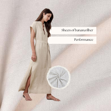 Blended banana fiber and cotton fabric sample showing balanced softness, strength, and surface texture.