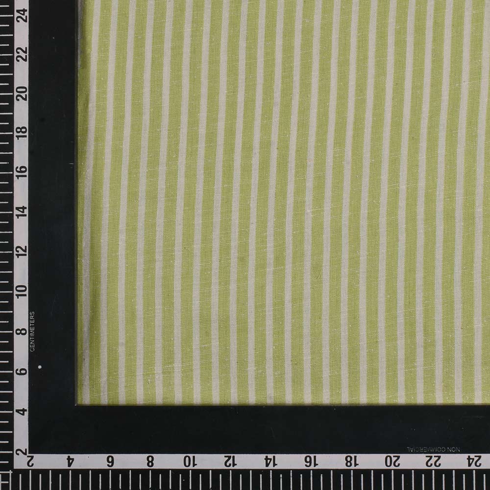 STRIPE LIGHT GREEN MATKA SILK & COTTON BLEND 105 GSM HANDWOVEN FABRIC