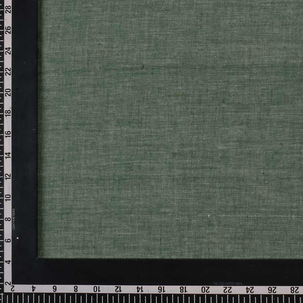 CHAMBRAY GREEN KHADI COTTON 75 GSM HANDWOVEN FABRIC H21