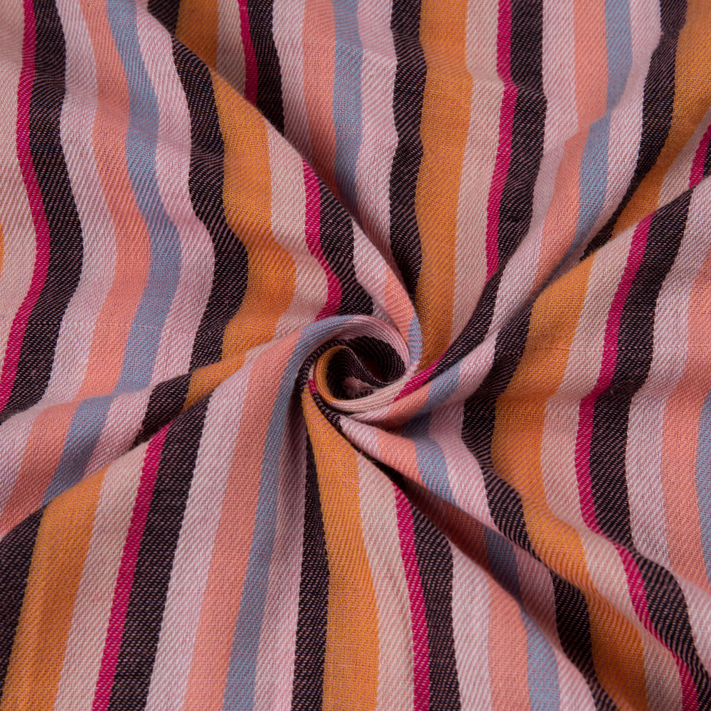 Stripe Twill Multi Color Pure Cotton 100 GSM Handwoven Fabric