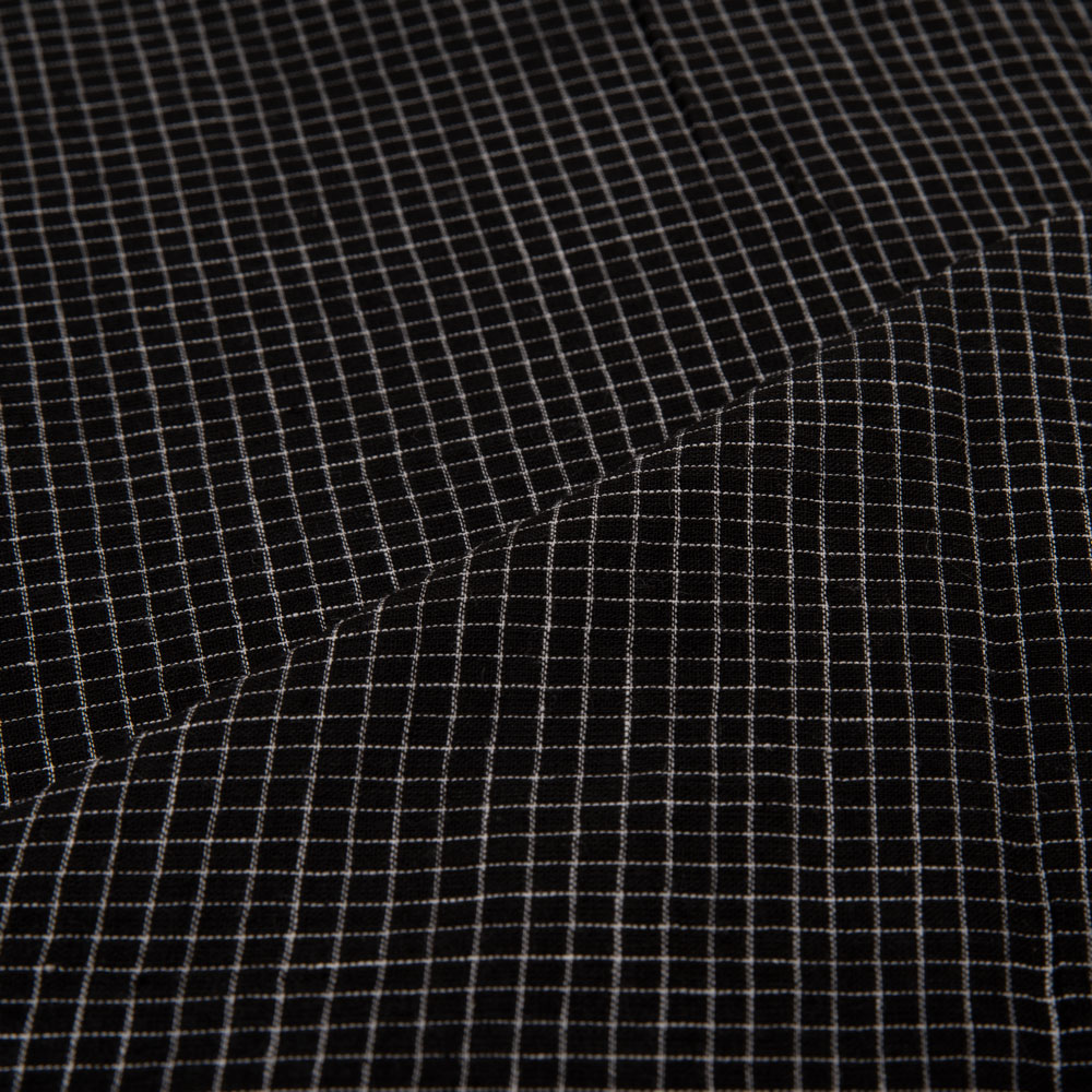 CHECK BLACK PURE COTTON 70 GSM HANDWOVEN FABRIC