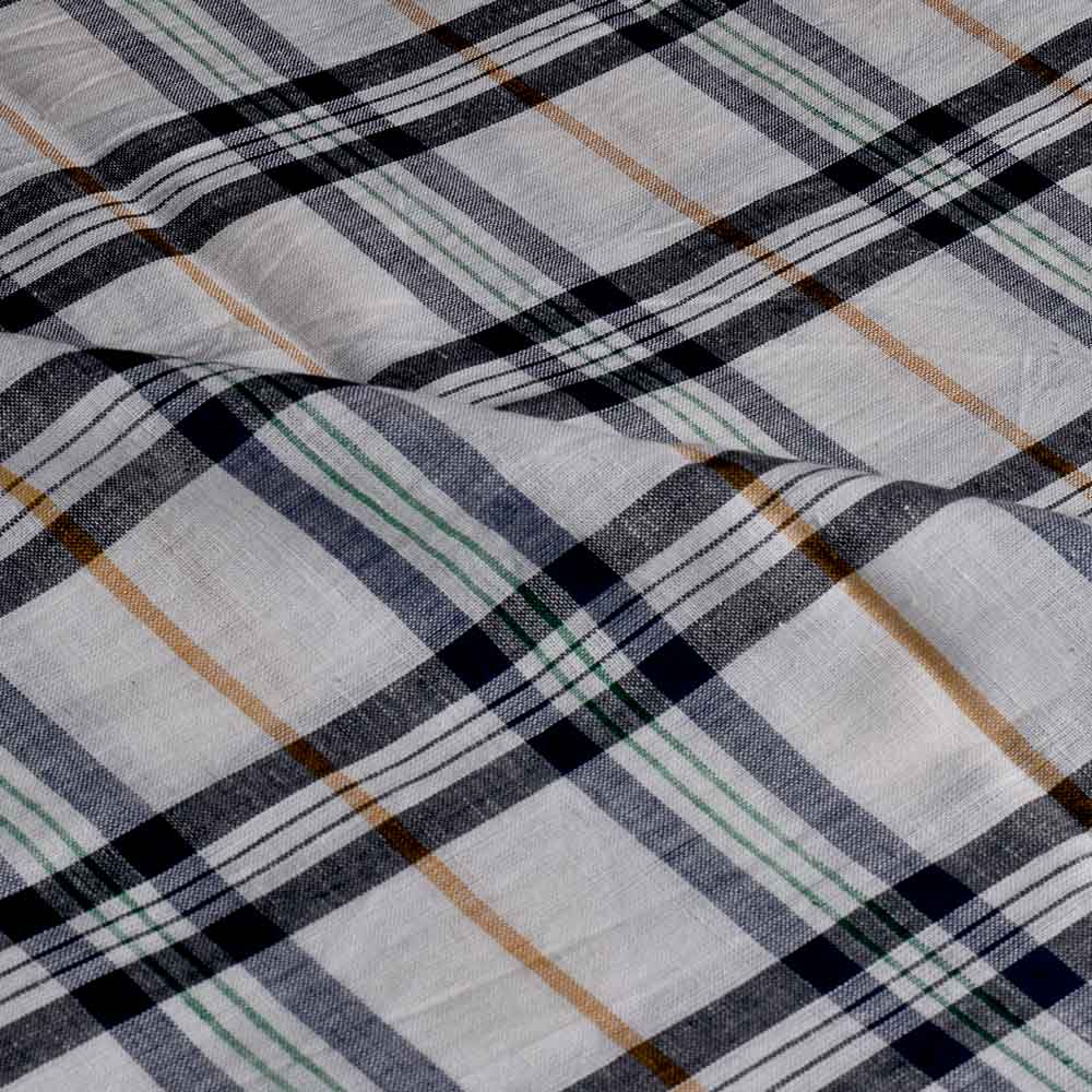 CHECK WHITE PURE COTTON 96 GSM HANDWOVEN FABRIC