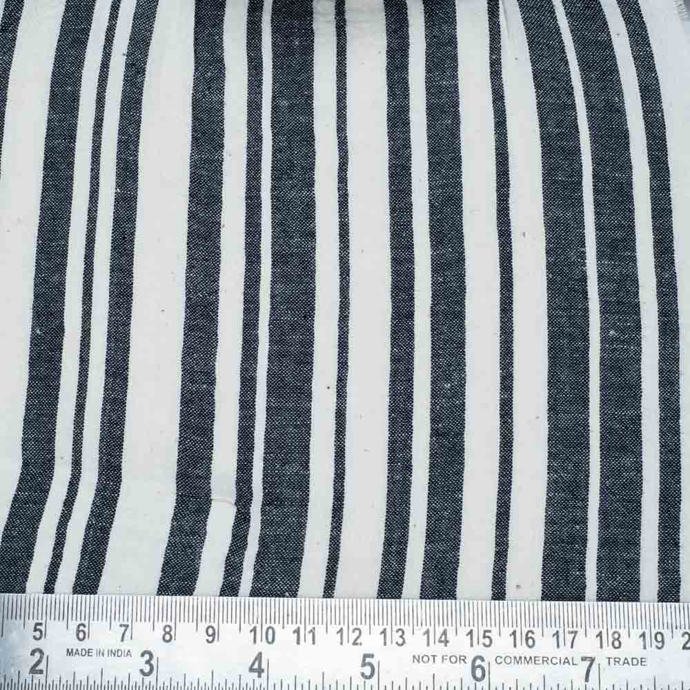STRIPE BLACK & WHITE PURE COTTON 100 GSM HANDWOVEN FABRIC