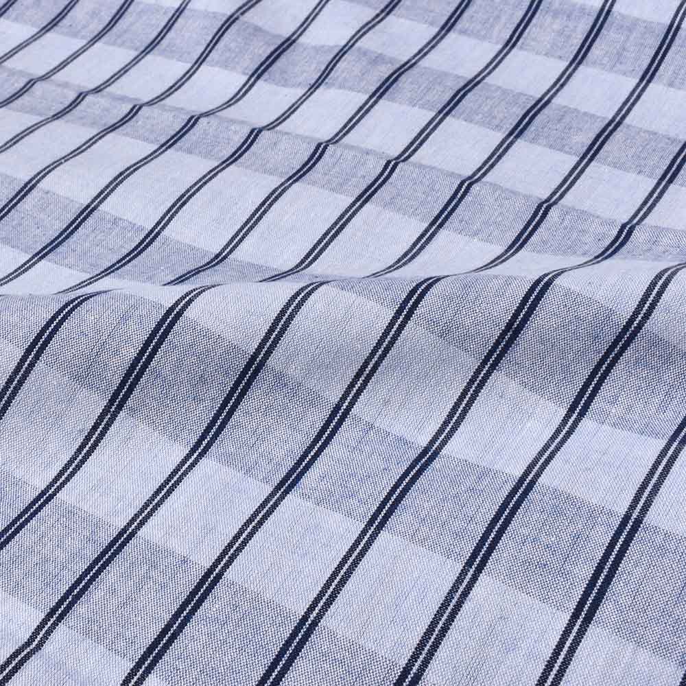 CHECK BLUE BLACK PURE COTTON 120 GSM HANDWOVEN FABRIC