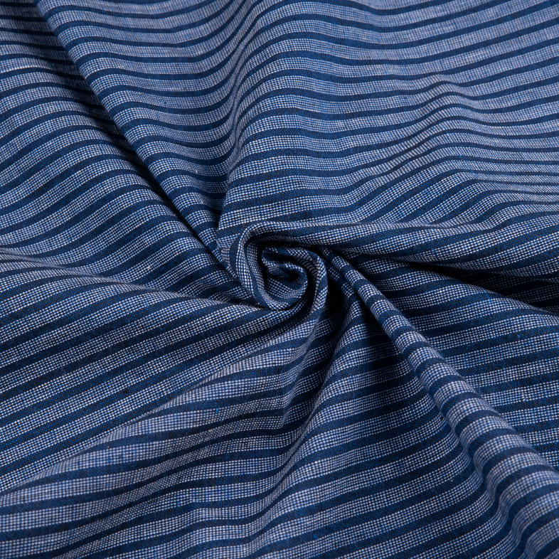 Stripe Blue Pure Cotton 125 GSM Handwoven Fabric