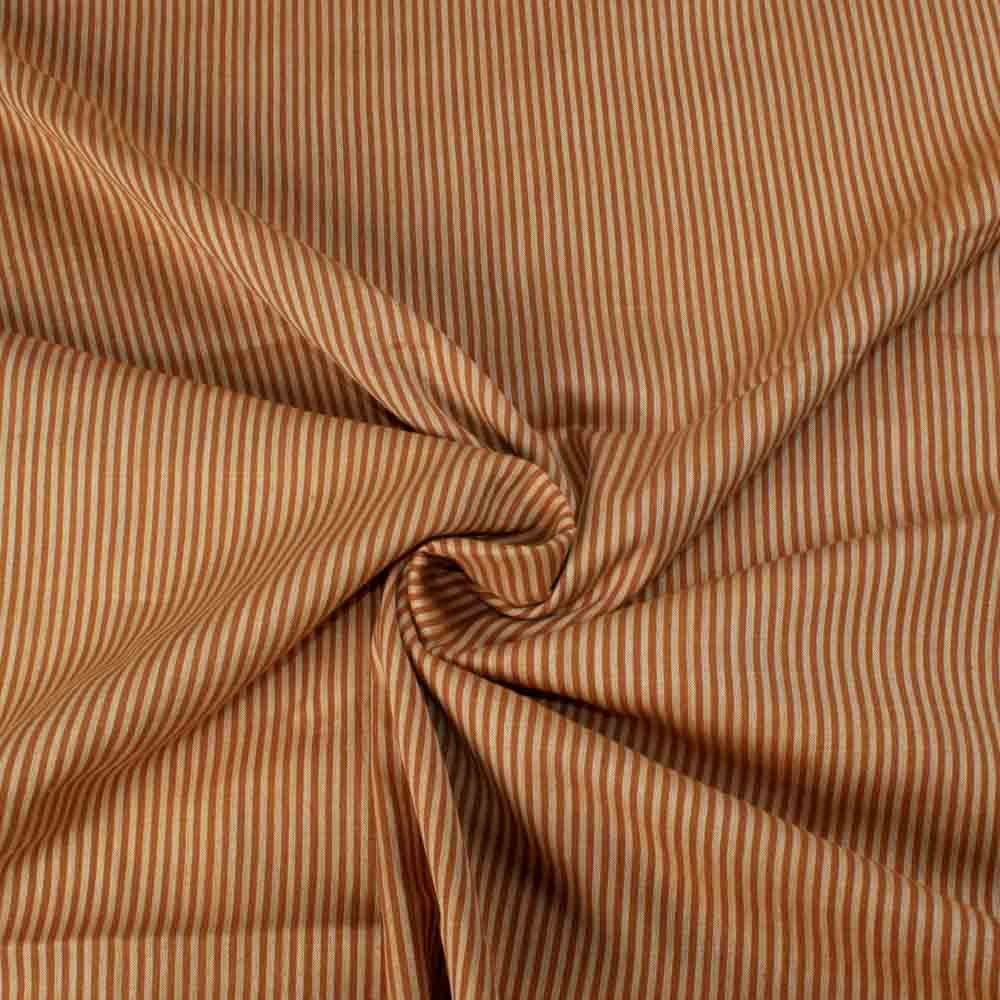 Stripe Brown & White Pure Cotton 69 GSM Handwoven Fabric