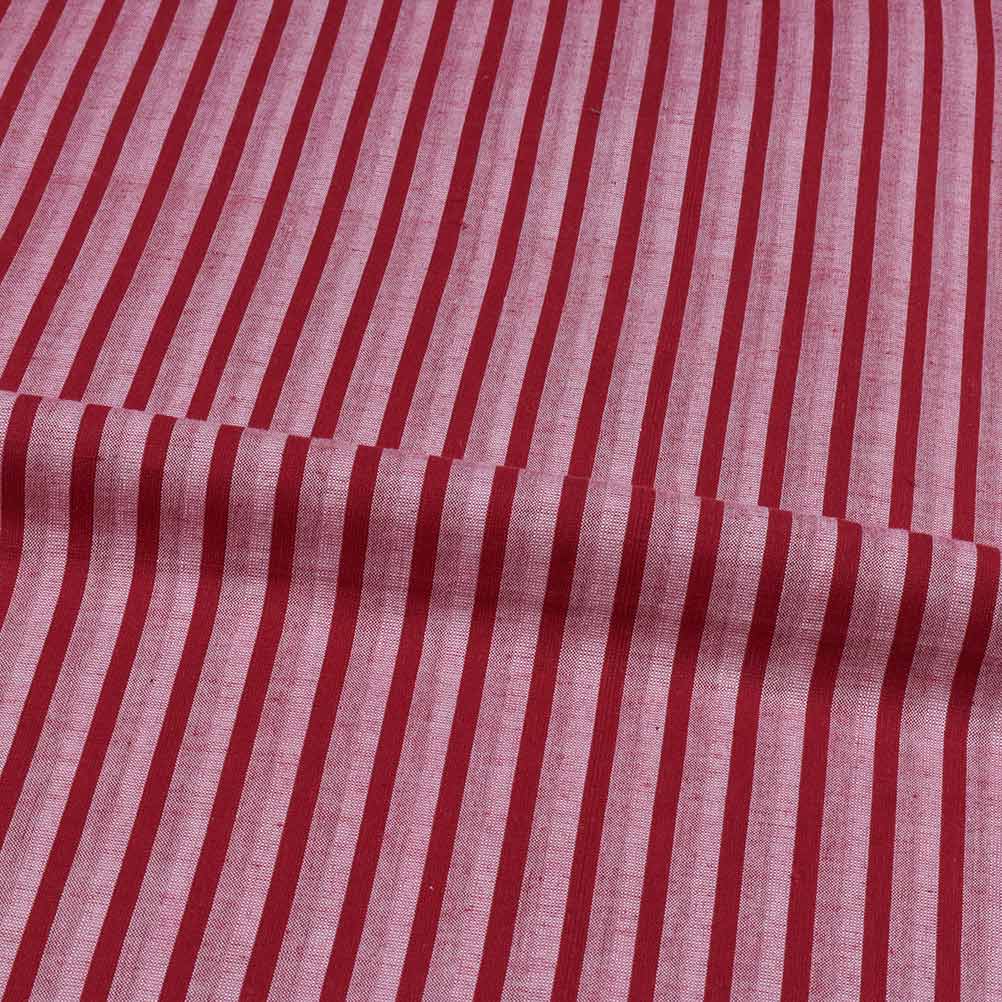 STRIPE RED PURE COTTON 100 GSM HANDWOVEN FABRIC