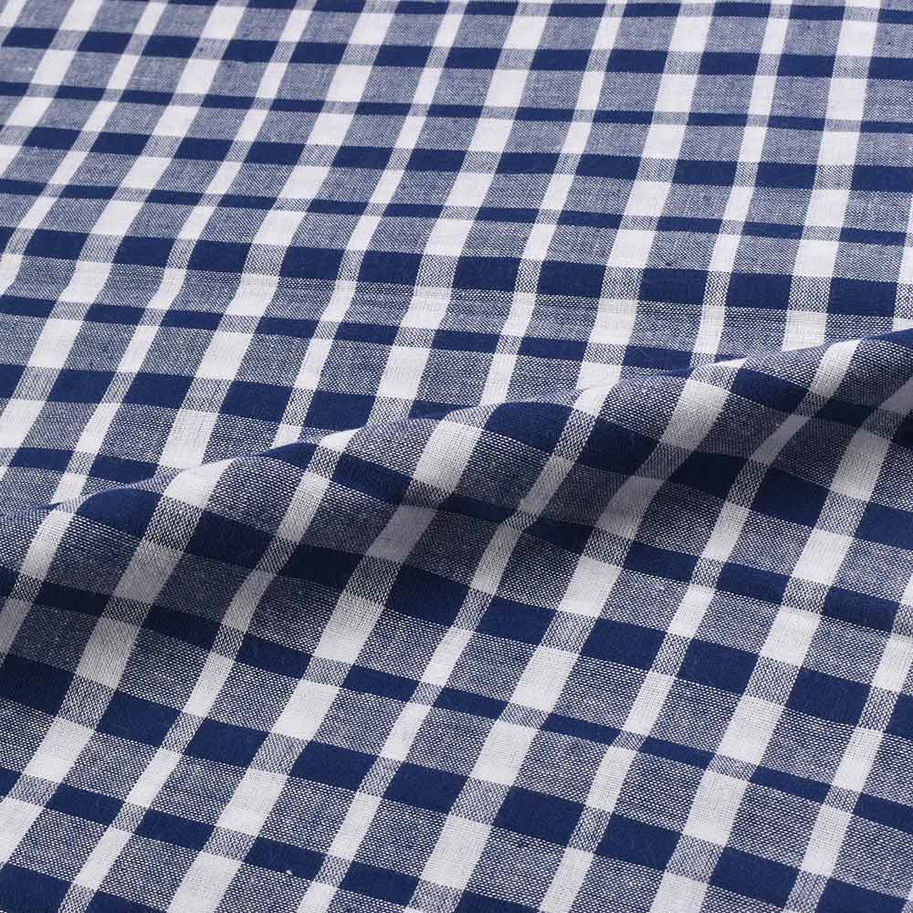CHECK BLUE & WHITE PURE COTTON 92 GSM HANDWOVEN FABRIC 432
