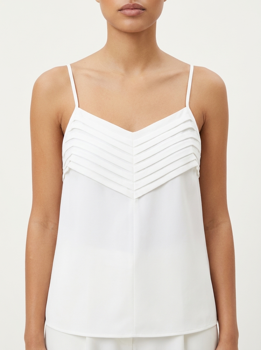 Triangle Pleats Spaghetti Strapped Top