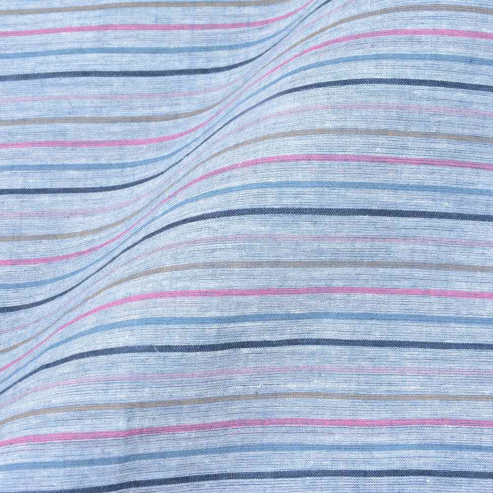 Stripe Grey Multicolour Pure Cotton 57 GSM Handwoven Fabric