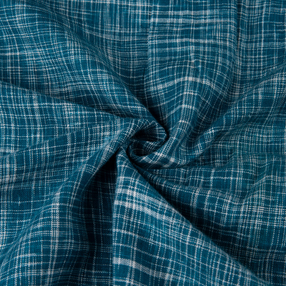 Teal Blue Yarn Tie Dye Bandhani Pure Cotton  96 GSM Handwoven Fabric