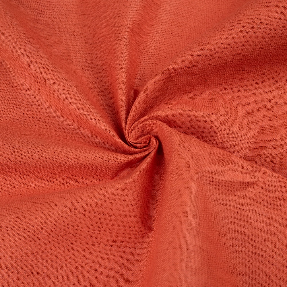 Solid Orange Khadi 120 GSM Fabric - Handspun & Handwoven