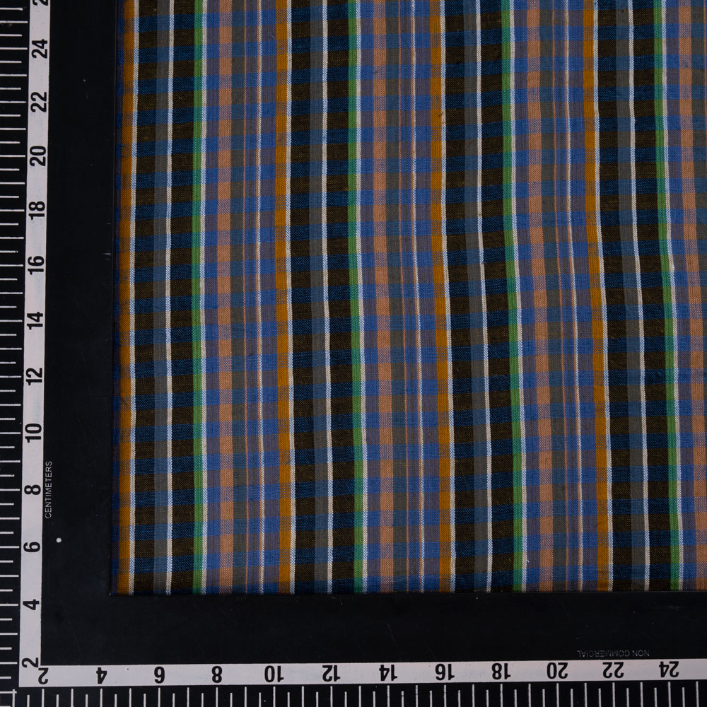 CHECK MULTICOLOUR PURE COTTON 102 GSM HANDWOVEN FABRIC