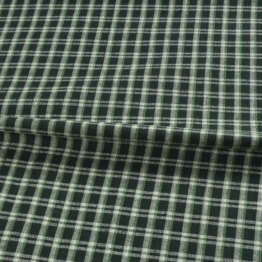 CHECK GREEN PURE COTTON 125 GSM HANDWOVEN FABRIC