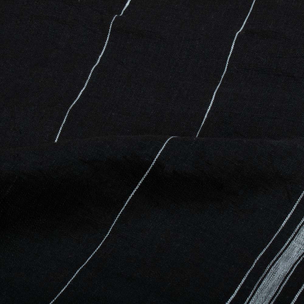 Stripe Black Pure Linen 121 GSM Handwoven Fabric