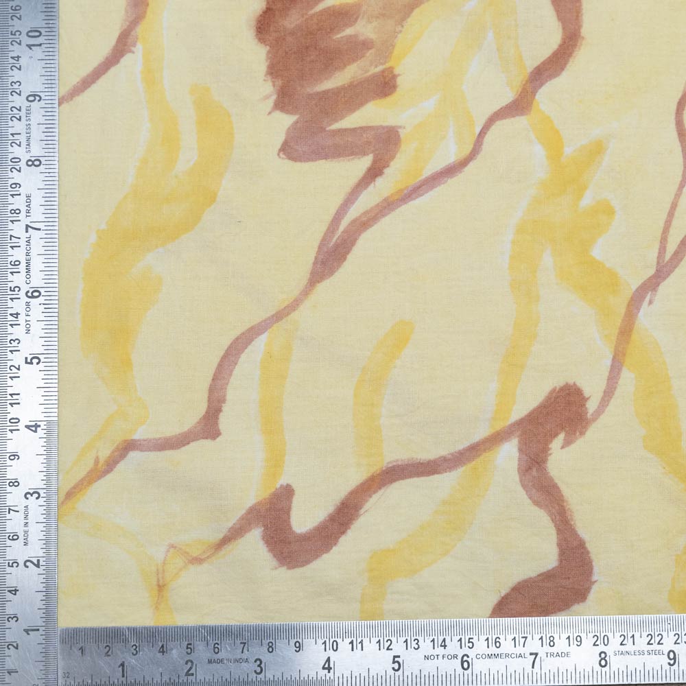 ABSTRACT YELLOW SCREENPRINTED PURE COTTON 135 GSM HANDWOVEN FABRIC