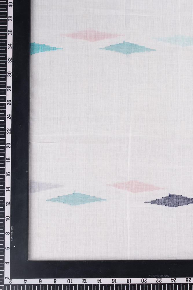 GEOMETRIC WHITE JAMDANI HANDWOVEN PURE COTTON SCARF 126