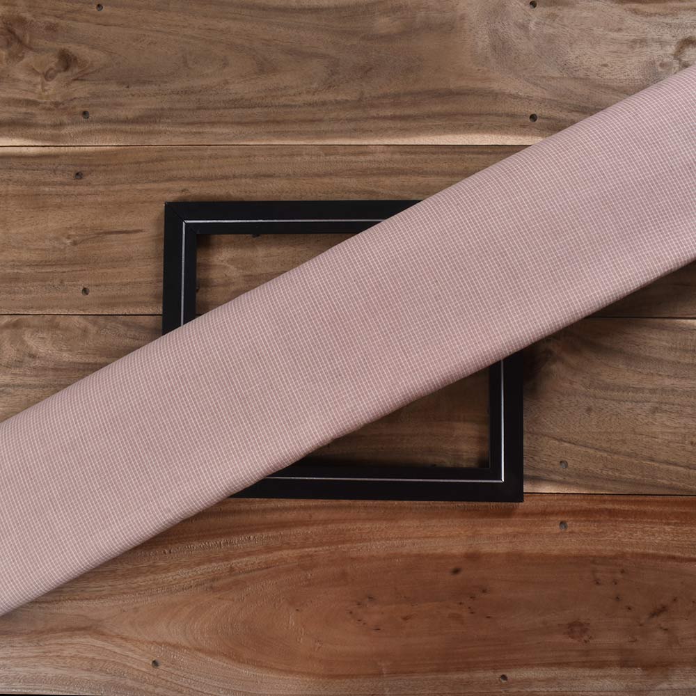 Check Brown Pure Cotton 93 GSM Handwoven Fabric D10