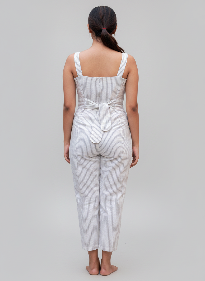 Square Neck Straight Leg Jump Suit 