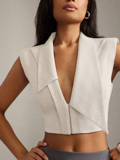 Asymmetric Collar Cropped Top