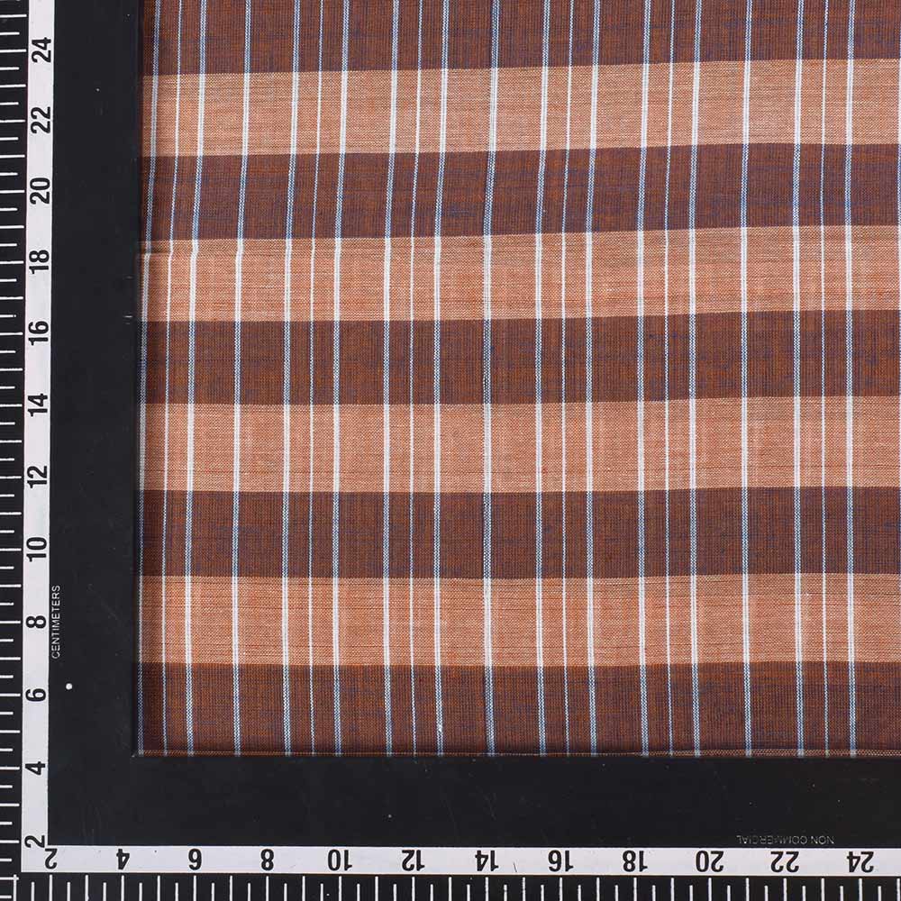 CHECK BROWN PURE COTTON 67 GSM HANDWOVEN FABRIC