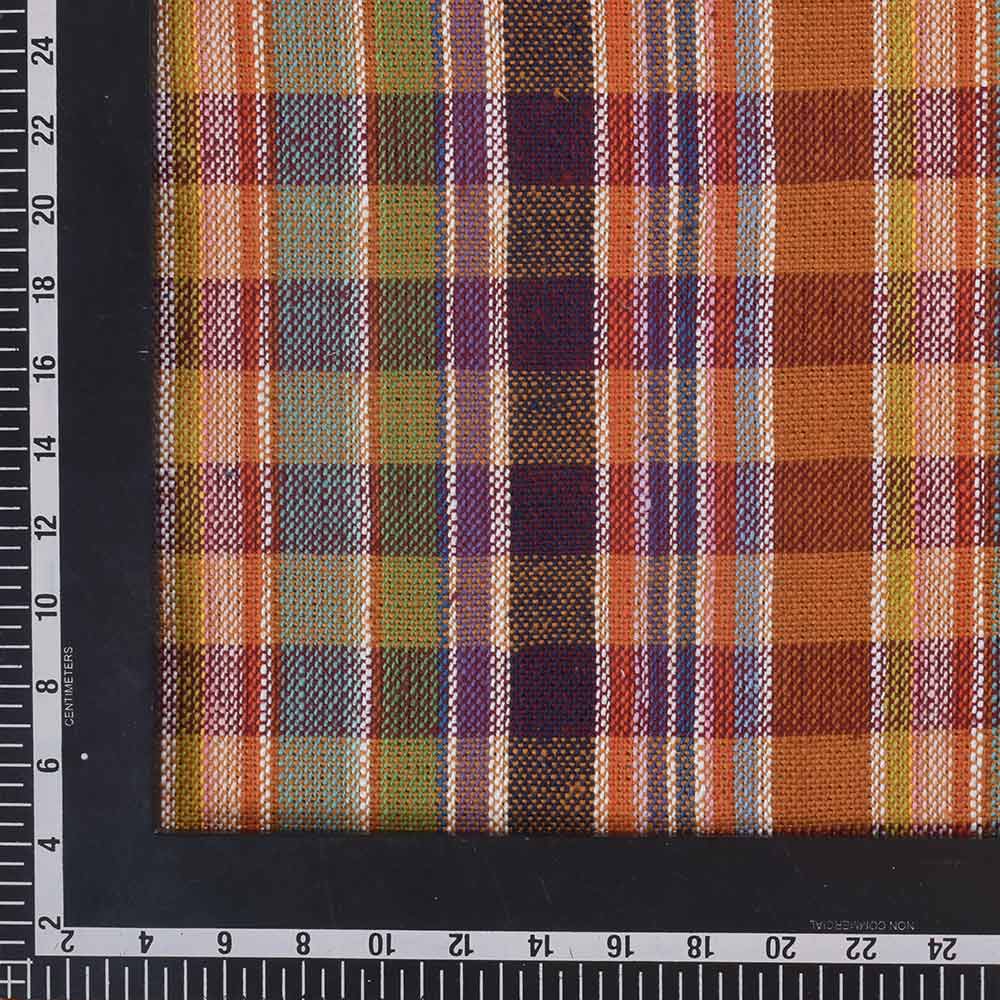 CHECK MULTICOLOR PURE KHADI 260 GSM HANDWOVEN FABRIC 422