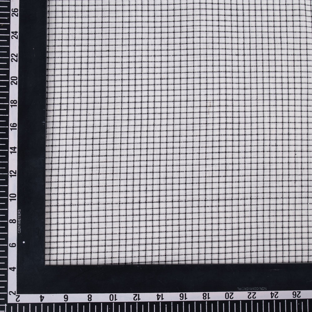 CHECK WHITE & BLACK PURE COTTON 116 GSM HANDWOVEN FABRIC