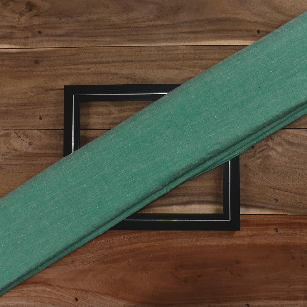Chambray Green Khadi Cotton 92 GSM Handwoven Fabric